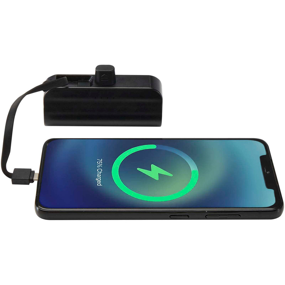 Alnair 5 000 mAh 10 W Type-C powerbank av återvunnen plast med inbyggt flipstativ och 2-i-1-kabel