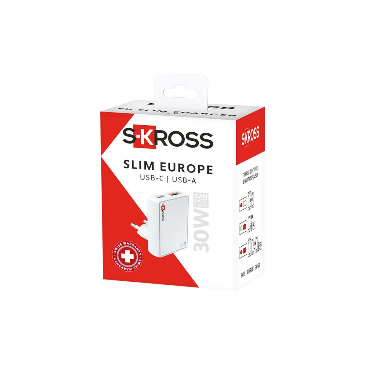 SKROSS® Slim 30W väggladdare för Europa