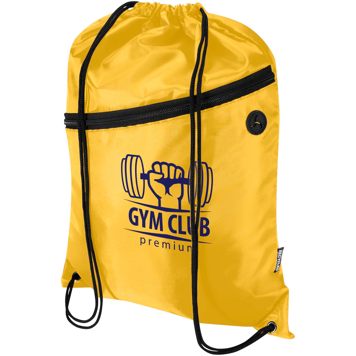 Oriole RPET-gympapåse med dragsko och framficka med dragkedja 5 liter