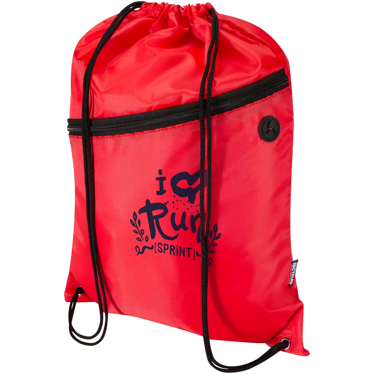 Oriole RPET-gympapåse med dragsko och framficka med dragkedja 5 liter