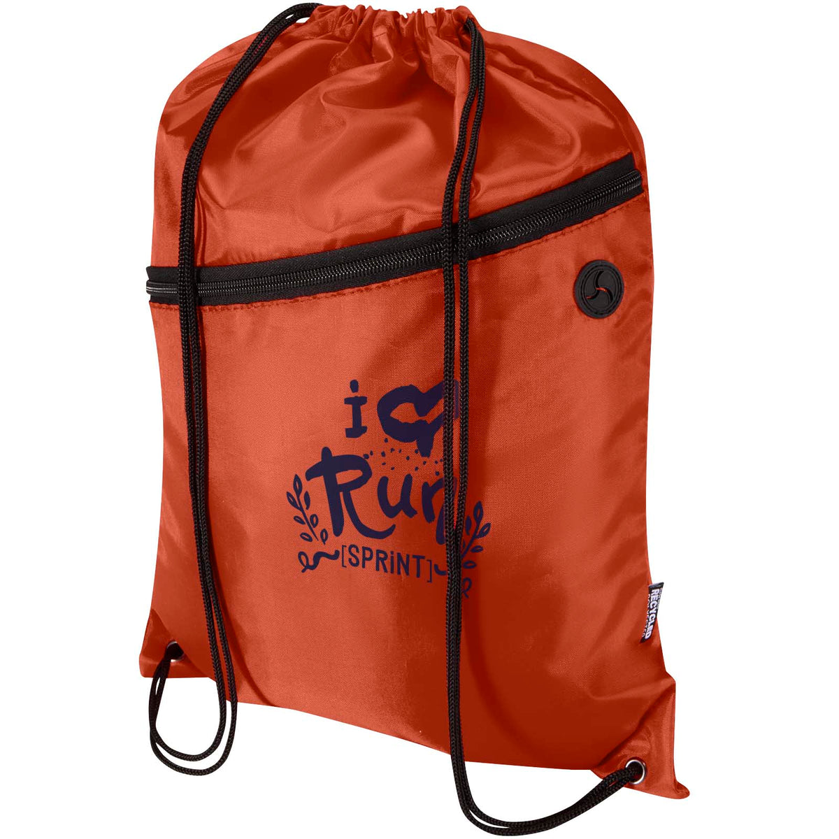 Oriole RPET-gympapåse med dragsko och framficka med dragkedja 5 liter