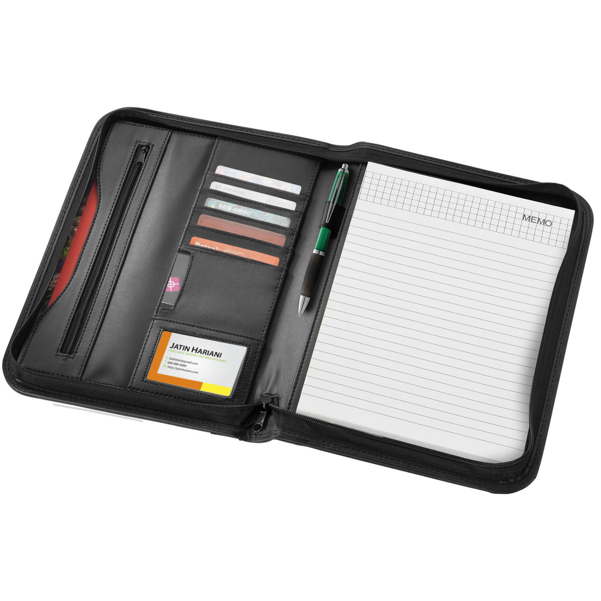 Ebony A4-mapp med blixtlås