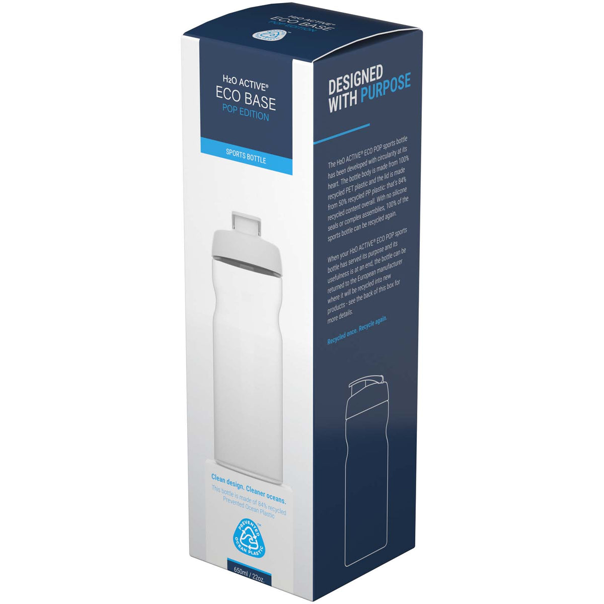 H2O Active® Eco POP Base 650 ml sportflaska med uppfällbart lock