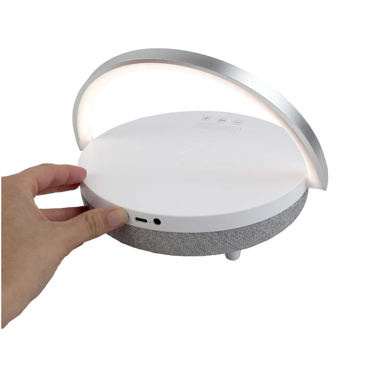 Prixton 4-i-1 Bluetooth®-högtalare på 10 W med LED-lampa och trådlös laddningsbas