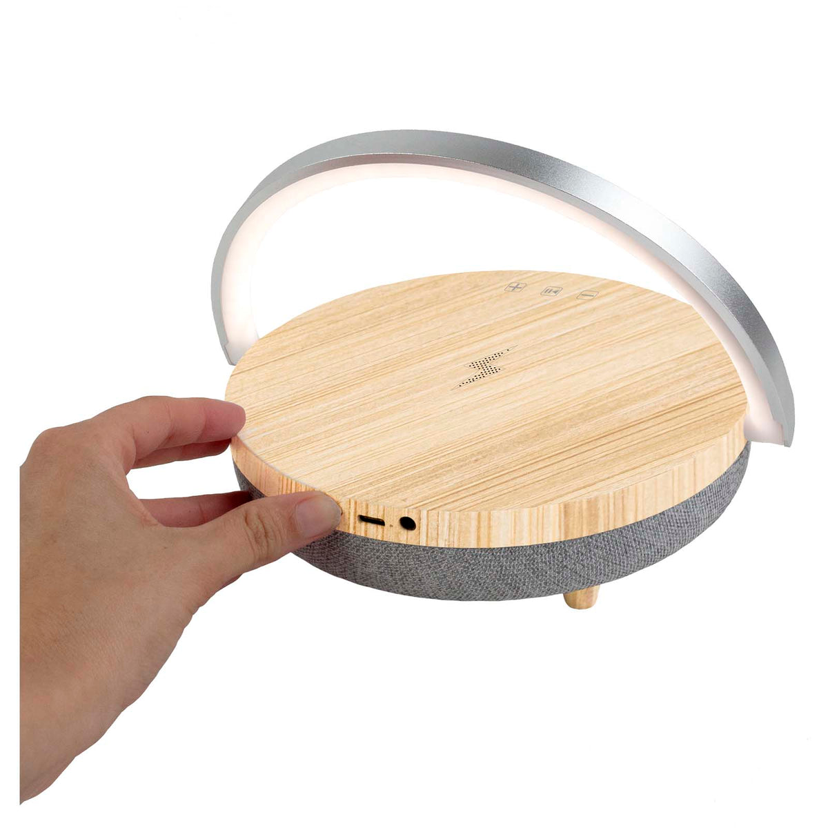 Prixton 4-i-1 Bluetooth®-högtalare på 10 W med LED-lampa och trådlös laddningsbas