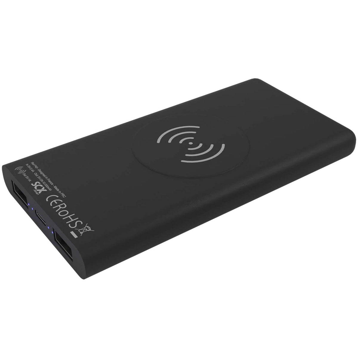 SCX.design P40 10 000 mAh upplyst trådlös powerbank i gummi