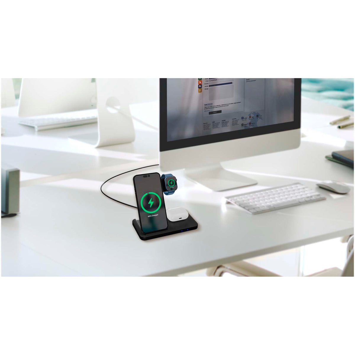 SCX.design W28 3-i-1 trådlös laddningsbas med telefonställ