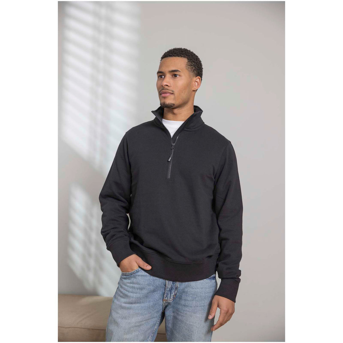 Tin 280 g/m² unisex Aware™ tröja med kvartsdragkedja av återvunnet material