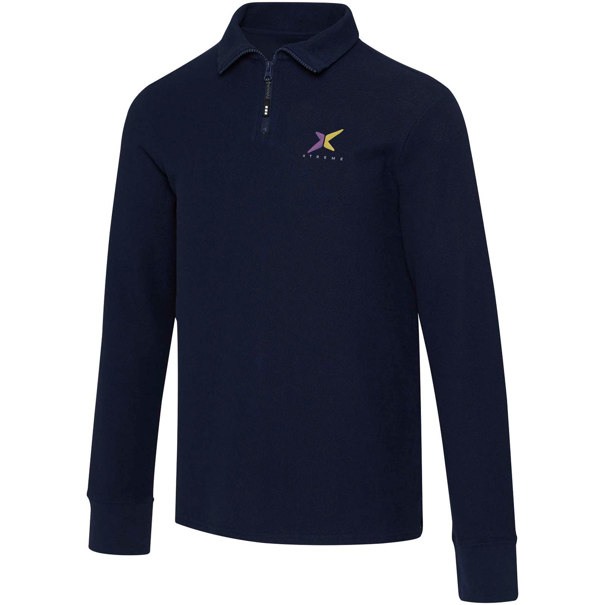 Apollo 245 g/m² långärmad unisex piké med halv dragkedja