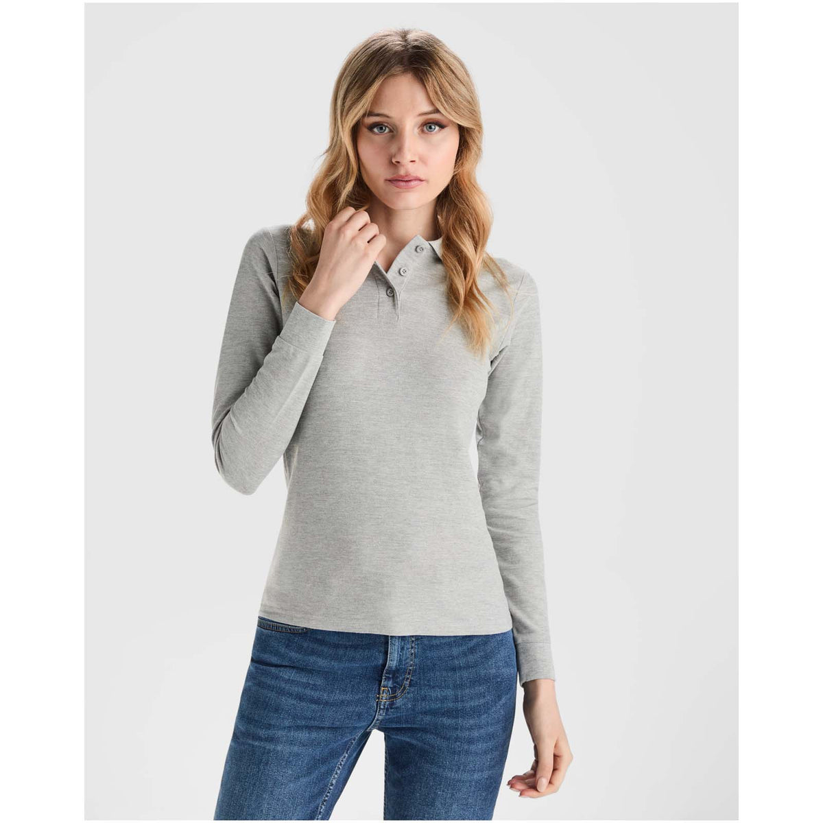 Estrella 220 g/m² långärmad pikétröja för dam