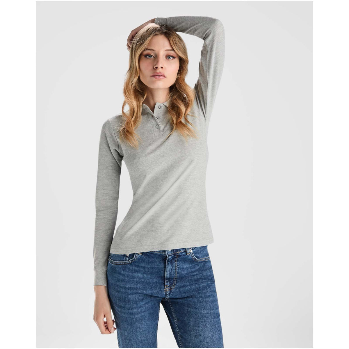 Estrella 220 g/m² långärmad pikétröja för dam