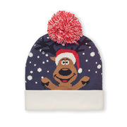 Stickad mössa med julmotiv