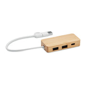 USB-hubb med 3 portar i bambu