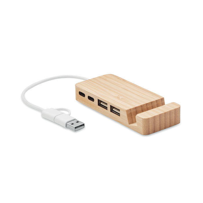 USB-hubb med 4 portar i bambu