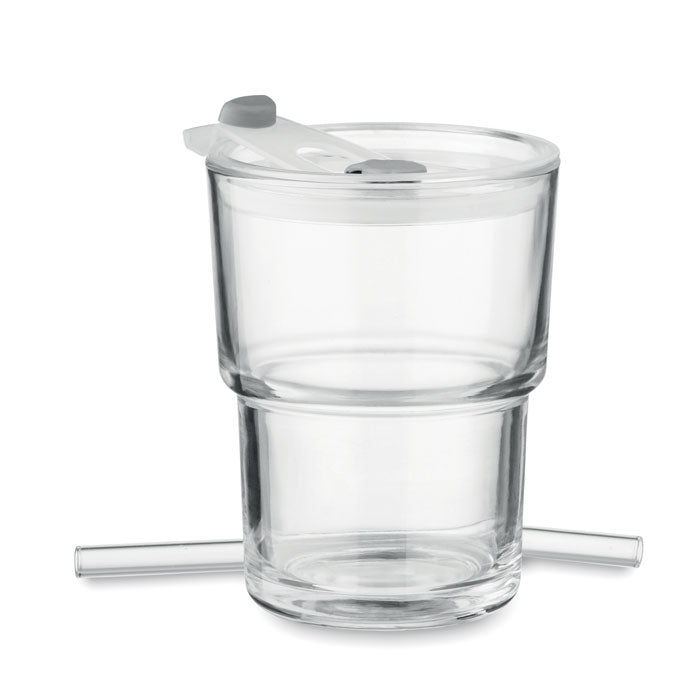 Glasmugg med sugrör 400ml