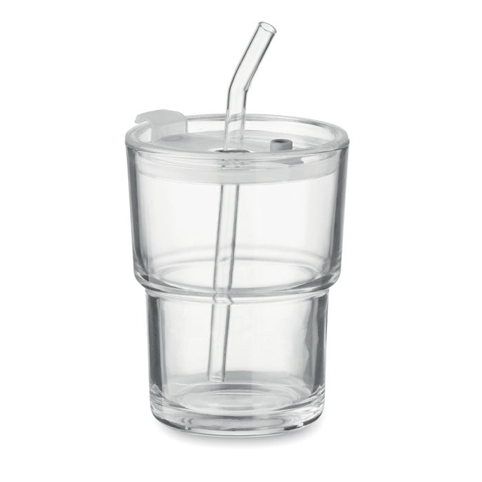 Glasmugg med sugrör 400ml