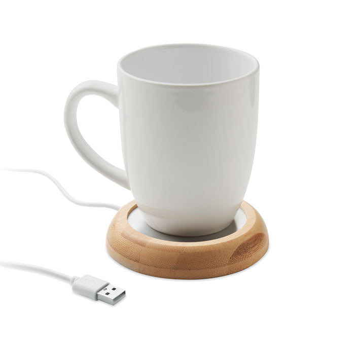 Muggvärmare i bambu med USB