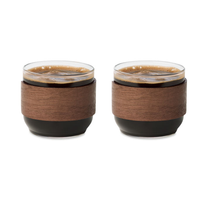 Kaffeglasset i valnöt grepp