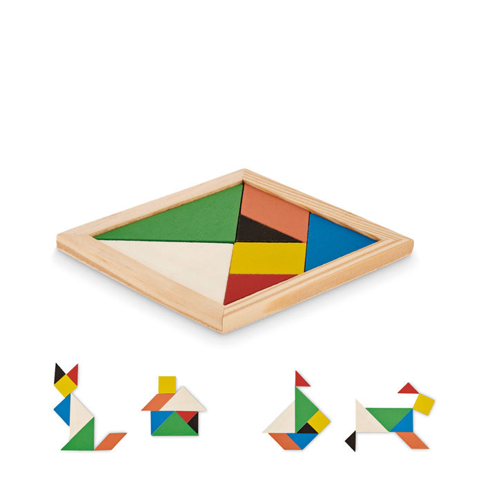 Tangram-pussel i trä